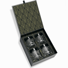 The Privilege Collection Admiral whiskey glasses set of 4 in elegant gift box, perfect for cocktails and whiskey enthusiasts.