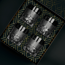 Set of 4 Admiral whiskey glasses in elegant packaging, perfect for whiskey lovers and cocktail enthusiasts.