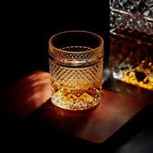 Elegant whiskey glass showcasing amber liquid, perfect for whiskey enthusiasts and cocktail lovers.