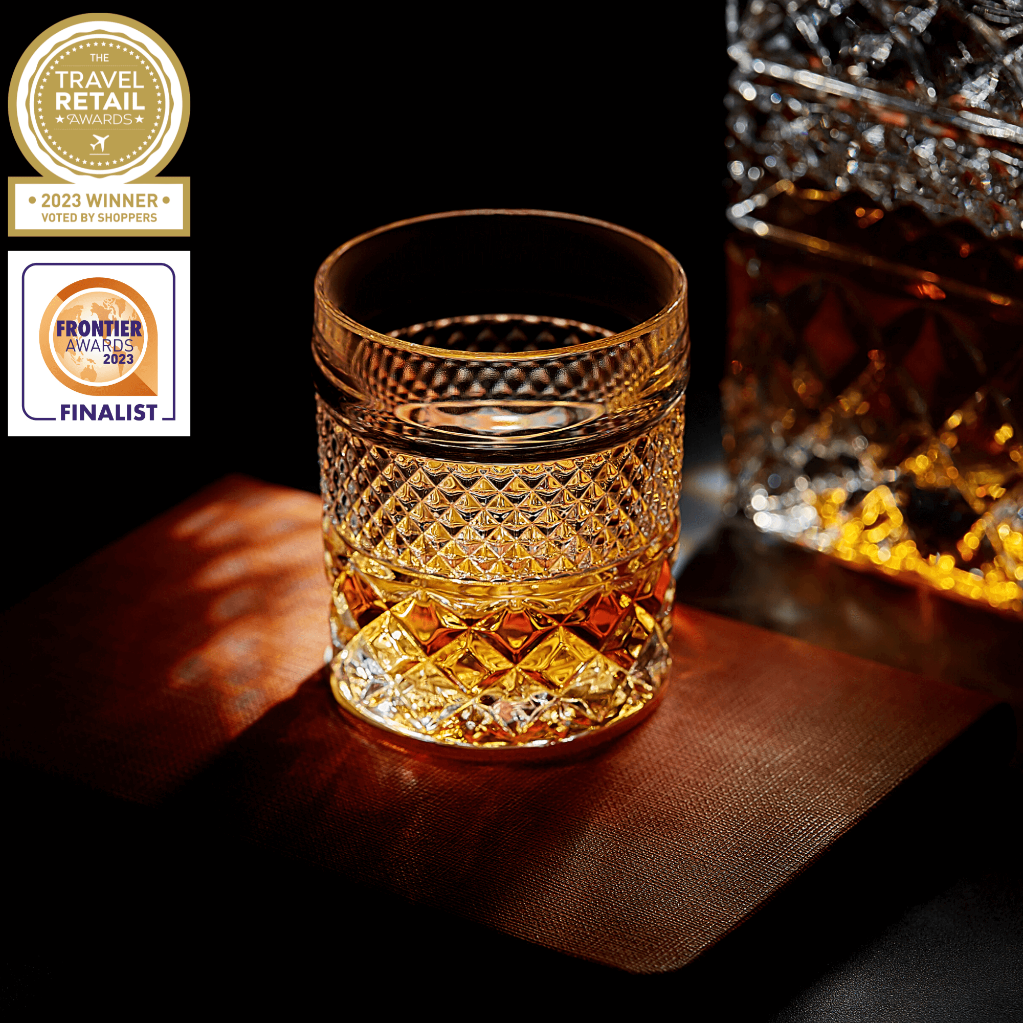 Whiskey Decanter Gift Set With 2 Whiskey Old Fashioned Rocks Glasses