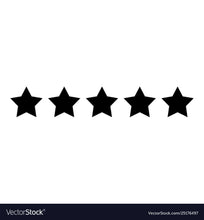 Five black stars representing a perfect rating for products or services.
