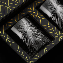 Elegant Soleil Glass Edition whiskey tumblers in luxurious packaging, perfect for barware and corporate gifting.