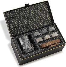 The Connoisseur's Set - Soleil Glass Edition with whiskey chilling stones and elegant packaging.