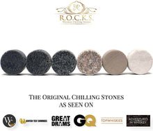 R.O.C.K.S. whiskey chilling stones set, perfect for chilling drinks without dilution, featured on various platforms.