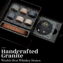 Handcrafted granite whiskey stones gift set, perfect for cooling drinks without dilution, ideal for cocktail lovers.