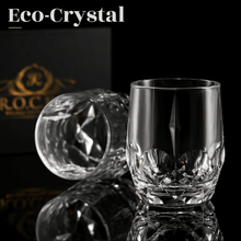 Eco-Crystal whiskey glasses, elegant barware made from sustainable materials, perfect for gifts and celebrations.