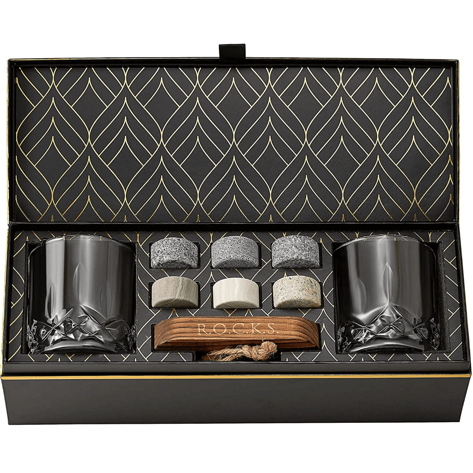 The Connoisseur's Set - 6 Whiskey Stones & 2 Crystal Glass Gift The Connoisseur's Set - 6 Whiskey Stones & 2 Crystal Glass Gift