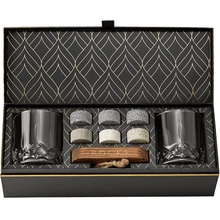 The Connoisseur's Set with whiskey glasses and chilling stones, perfect for gifts, corporate gifting, and home barware.