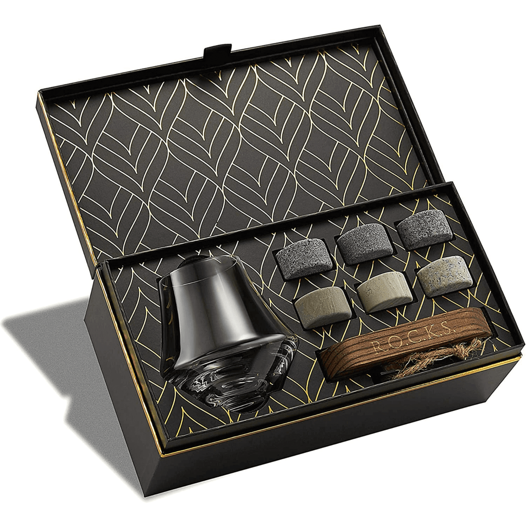 Crystal Nosing Glass & Whiskey Stones - Connoisseur Gift Set