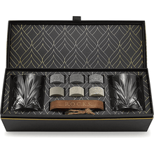 The Connoisseur's Set in Palm Glass Edition with whiskey glasses and chilling stones for cocktails and gifts.
