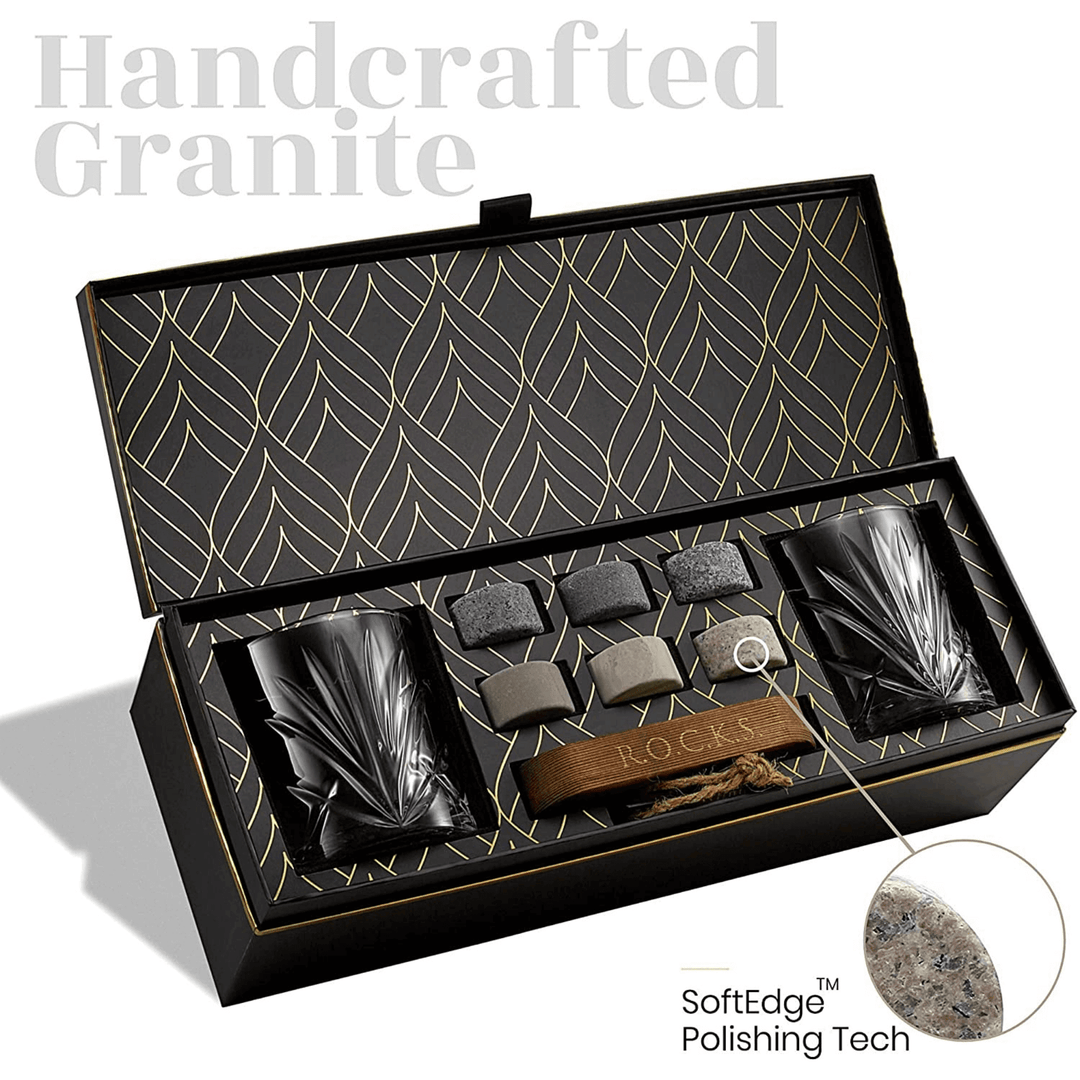 Whiskey Rocks & Palm Glasses Gift - The Connoisseur's Set