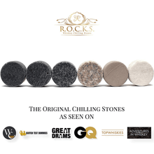 Original whiskey chilling stones set for cooling drinks, featured in top publications. Perfect for whiskey lovers.